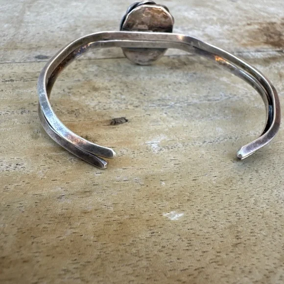 Vintage Turquoise Bangle Silver W/rope Design Bracelet Adjustable. Navajo Native - Picture 7 of 9